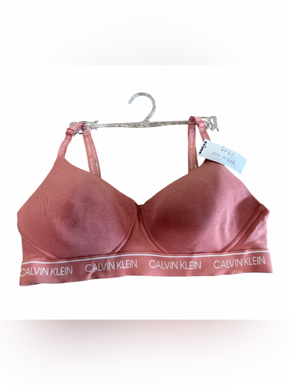 Calvin Klein Women’s Wireless T-Shirt Bra Medium M Pink Logo Lightly Padded